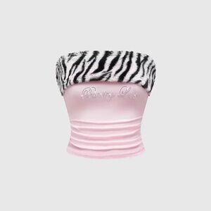 Pink Tube Top with Zebra Print Trim